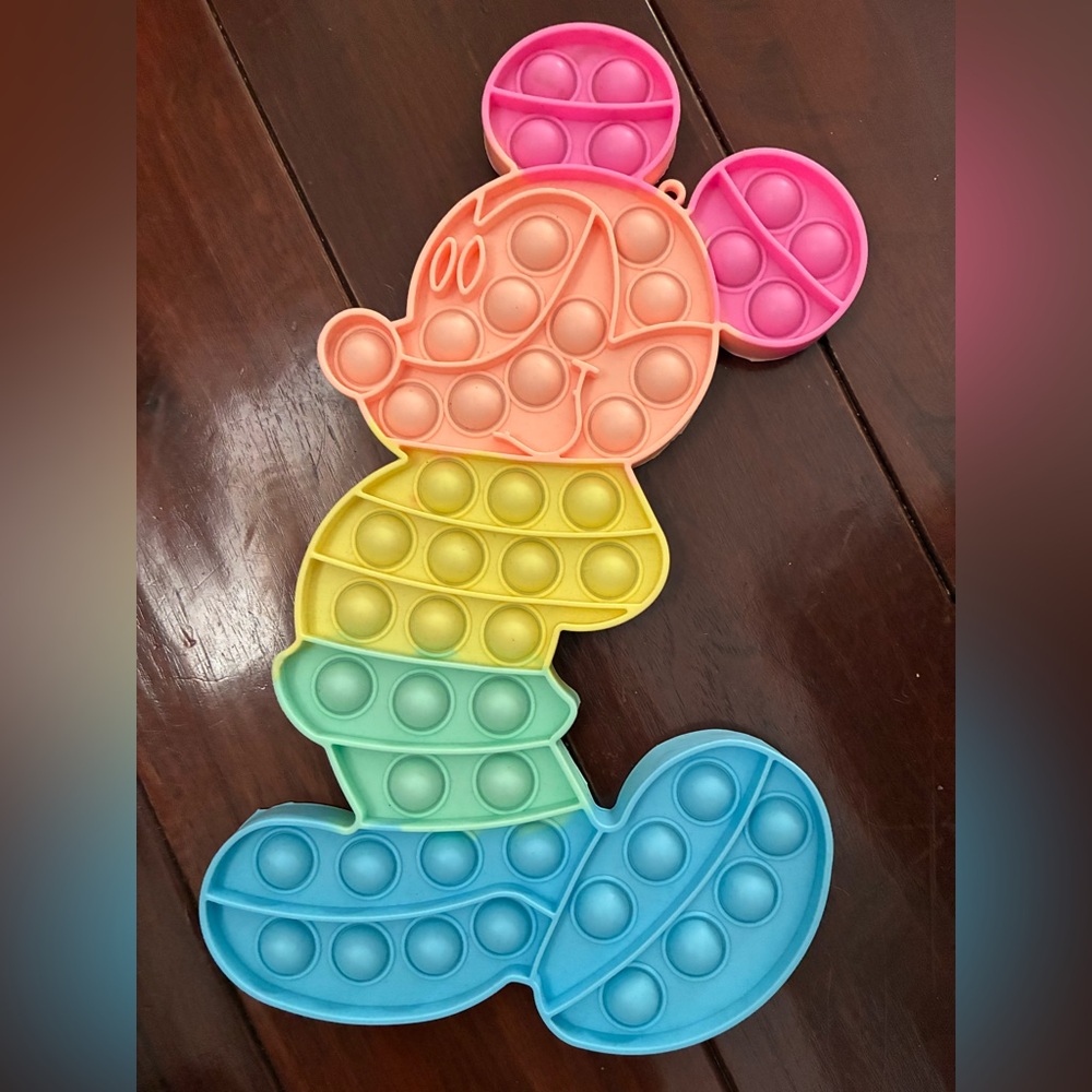 Rainbow approx. 12 inch Mickey Mouse colorful Pop It Fidget Toy. Brand new.